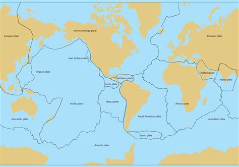 Tectonic Plates Map Vector - Download Free Vector Art, Stock Graphics ...