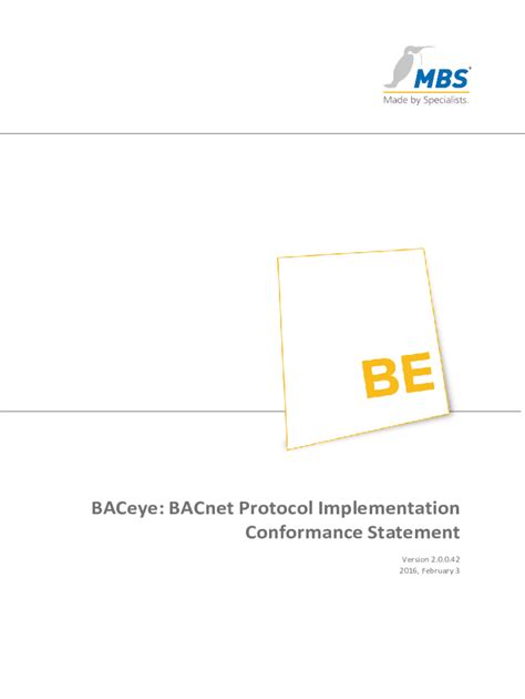 Fillable Online Baceye Bacnet Protocol Implementation Conformance