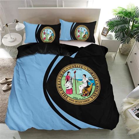 AIO Pride North Carolina Flag Coat Of Arms 3 Piece Duvet Cover Set Cir