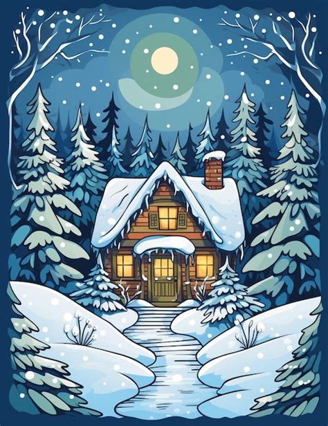 Premium Ai Image Snowy Cabin In The Woods With A Path Leading To It