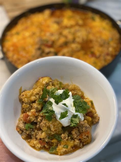 Turkey Taco Cauliflower Rice Skillet Cooking Katie Lady