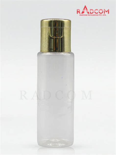 Ml Clear Tulip Pet Bottle With Shinny Gold Flip Top