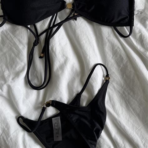 Bikini Top With Wrap Around And Gold Detailing Size Depop