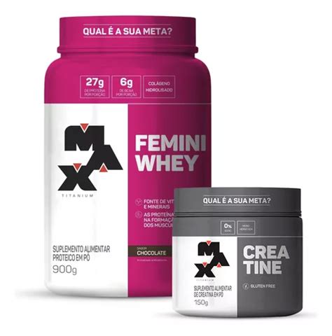 Combo Whey Feminino 900g E Creatina Monohidratada 150g Max Frete Grátis