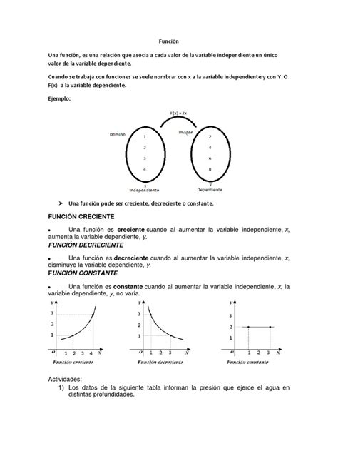 Función | PDF | Función (Matemáticas) | Variable (Matemáticas) 