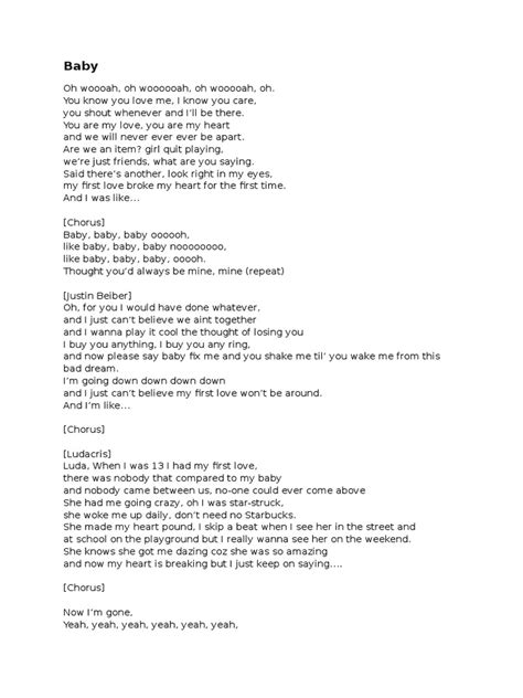 Justin Bieber Lyrics | Download Free PDF | Music Media | Songs