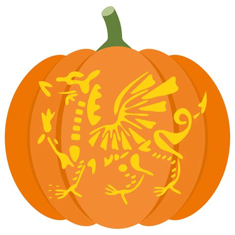 Patterned Dragon Pumpkin Stencil Free Printable Papercraft Templates