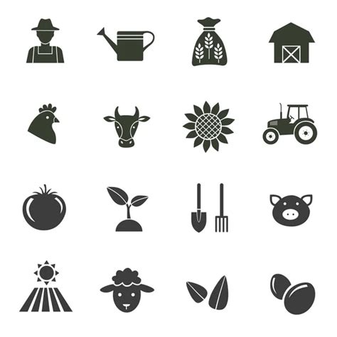 Black Farm And Agriculture Icons Set Stock Vector Image By ©huhulin