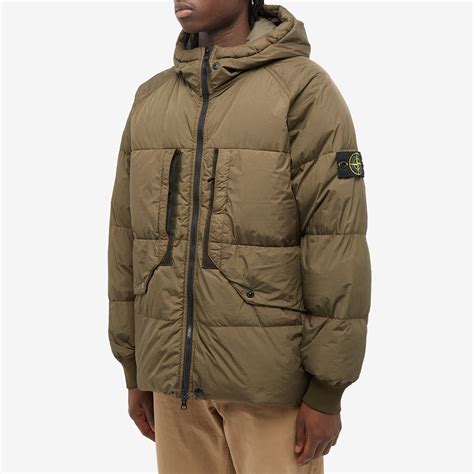 Stone Island Crinkle Reps Hooded Down Jacket Olive END KR