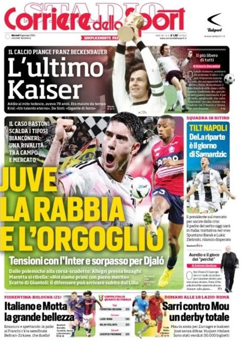 EDICOLA CdS Juve La Rabbia E Lorgoglio Tensioni Con LInter E