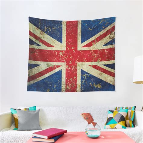 Grunge Union Jack Scratched Metal Effect Tapestry For Sale By