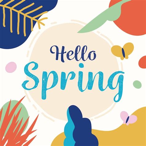 Hola Letras De Primavera Con Elementos Coloridos Dibujados Vector Gratis