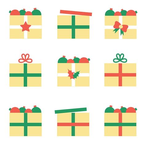 Juego de cajas navideñas Cajas de regalo de ilustración de vector de