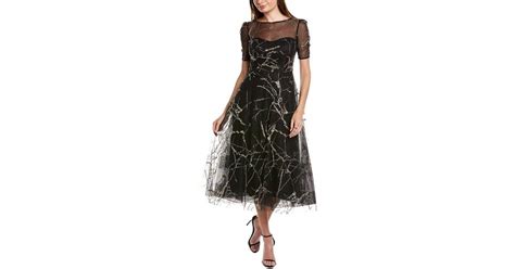 Teri Jon Web Lace Midi Dress In Black Lyst