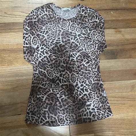 Sheer Cheetah Print Long Sleeve Top Thrifted In Depop