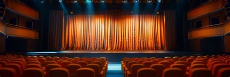 Background Showcasing A School Auditorium With A Stage Curtains And