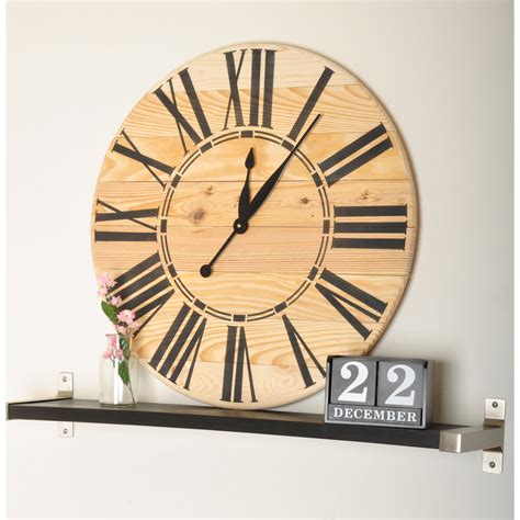 Brandtworks Farmhouse Wood Oversized Wall Clock