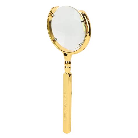 Magnifying Glass Golden Ergonomic Handheld Stainless Steel Handle 8x Lune Shape Open Reading