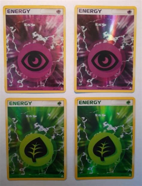 Pokemon 2x Psychic Energy 109 2x Grass Energy 105 Holo Rare Holon