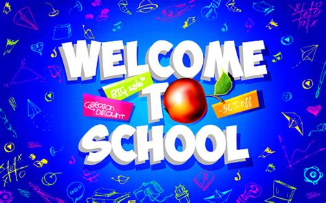 School Education Concept In Cartoon Style Welcome To School Welcome ...