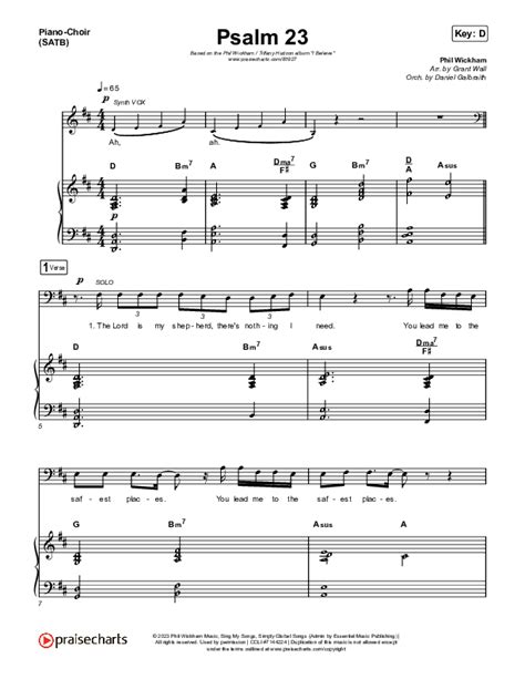 Psalm 23 Sheet Music PDF Phil Wickham Tiffany Hudson PraiseCharts