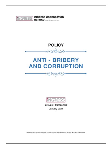 Fillable Online Anti Bribery And Anti Corruption Abac Policy Fax Email Print Pdffiller