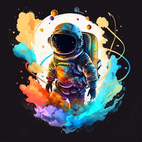 Premium Ai Image Astronaut In Space Suit With Colorful Smoke And