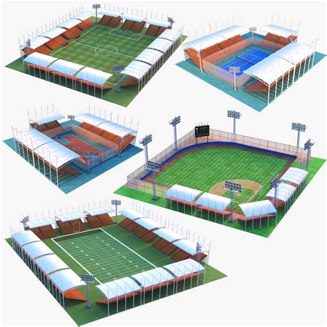 Five Sport Courts Collection 3d Model Stadium Design Stadium