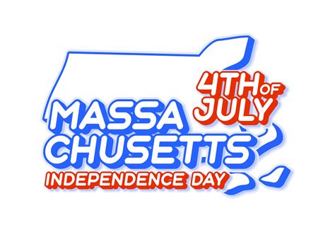 Estado De Massachusetts 4 De Julio Día De La Independencia Con Mapa Y Color Nacional De Ee Uu