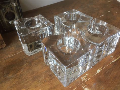 Orrefors Puzzel Votives By Helen Etsy Sweden Crystal Candle Holder Crystal Candles Candle