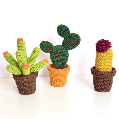 AMIGURUMI CROCHET CACTUS Fleurs Trio Collection Patron 3 Etsy