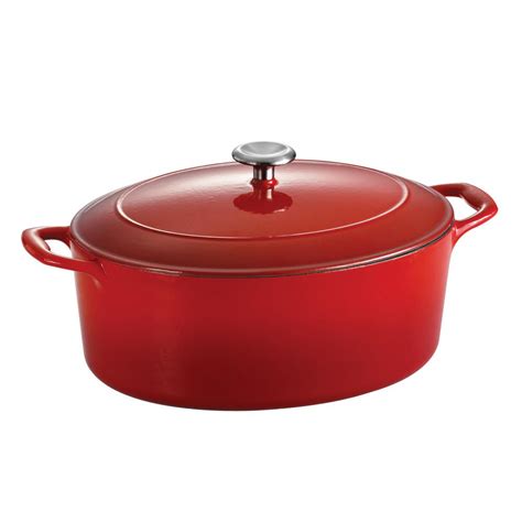 Tramontina Gourmet 7 Qt Cast Iron Oval Dutch Oven 80131078ds The Home Depot