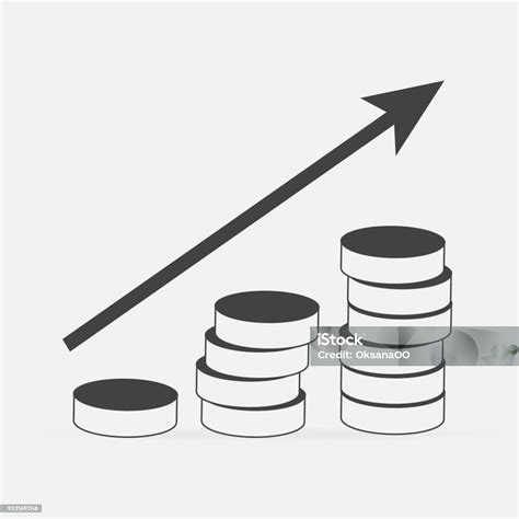 Ilustración De Pila De Iconos De Vector De Una Flecha Que Muestra Crecimiento De Dinero Y