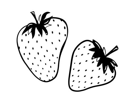 Doodle Strawberry Vector Illustration Black Hand Drawn Abstract Fruit