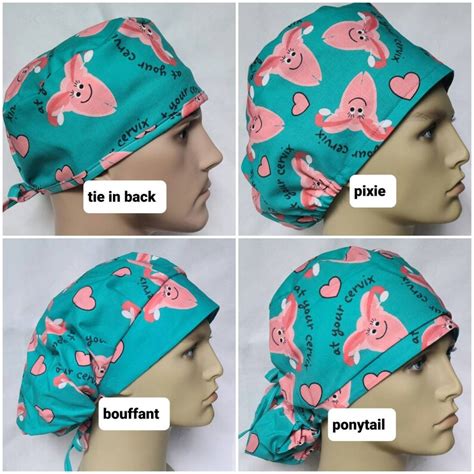 Cervix Uterus Pick Style Surgical Scrub Hat Theatre Cap Gyn Etsy