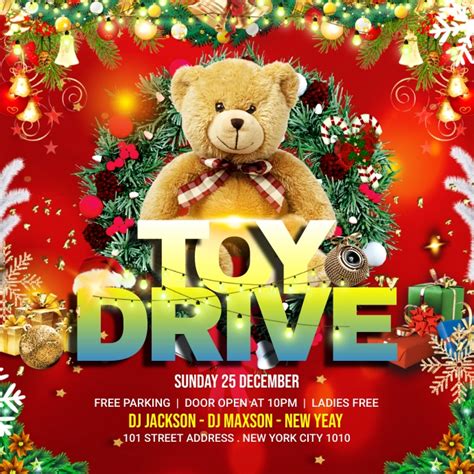 Christmas Toy Drive Flyer Template Postermywall