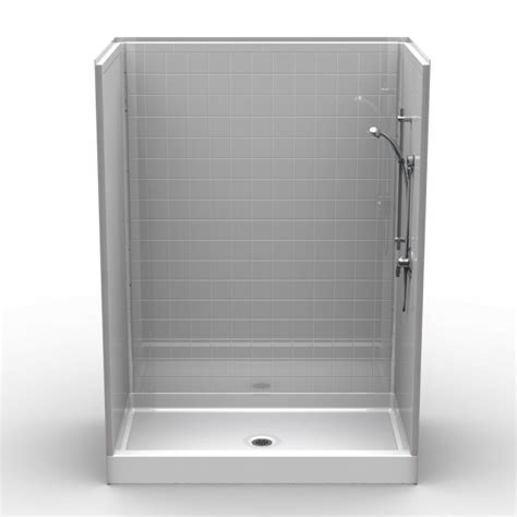 Barrier Free Corner Shower Four Piece 60x36 8 Inch Tile Look