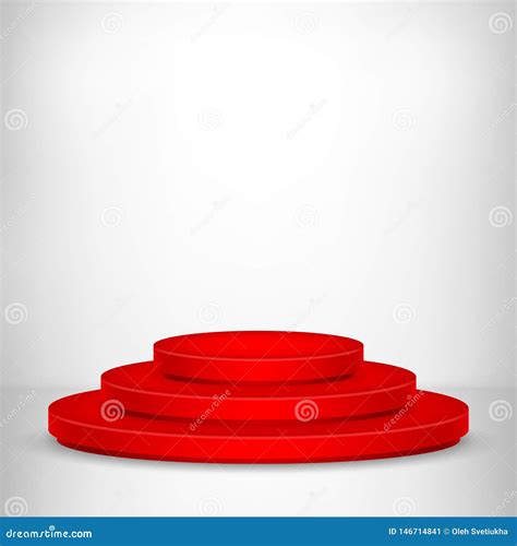 Round Stage Podium Stage Vector Backdrop Festive Red Podium Scene For