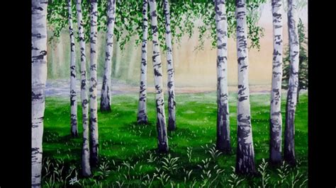 Watercolor Birch Forest Painting Tutorial Youtube