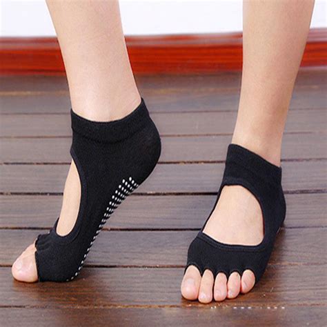 💰köp Billigt Online Women Yoga Socks Anti Slip Five Fingers Backless Silicone Non Slip 5 Toe