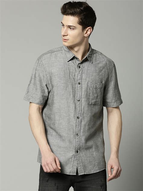 Buy Marks Spencer Men Grey Regular Fit Solid Casual Shirt Shirts