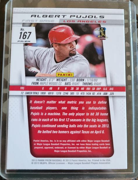 Panini Prizm Prizms Red Pulsar Angels Baseball Card Albert