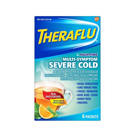 Theraflu Night Time Multi Symptom Severe Cold Green Tea