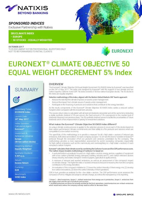 (PDF) EURONEXT CLIMATE OBJECTIVE 50 EQUAL WEIGHT ......ECO50EW Index ...