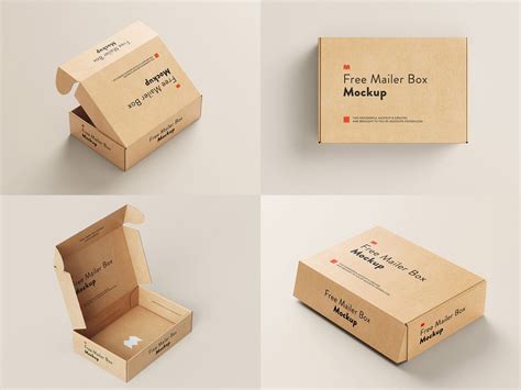 Free Delivery Shipping Mailer Box Mockup Set Free Package Mockups