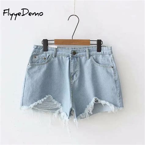 2xl 5xl Women S Distressed Denim Shorts Brand Vintage Tassel Ripped Loose High Waist Shorts Punk