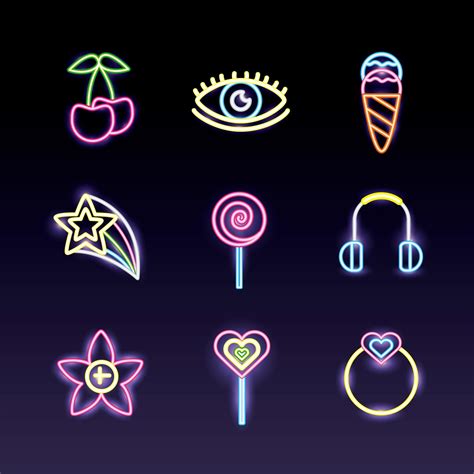 Bundle Of Neon Lights Set Icons 2647340 Vector Art At Vecteezy