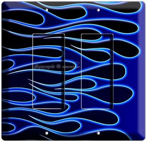 Hot Rod Blue Flames Double Gfci Light Switch Wall Plate Cover Bike Garage Decor Ebay