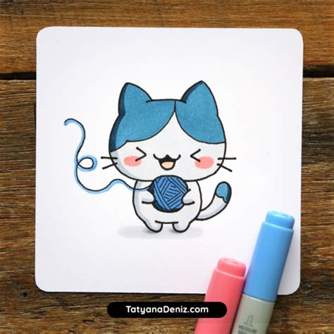 How to draw kawaii cat with easy step-by-step drawing tutorial