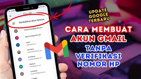 Cara Membuat Akun Gmail Tanpa Verifikasi Nomor Hp Youtube